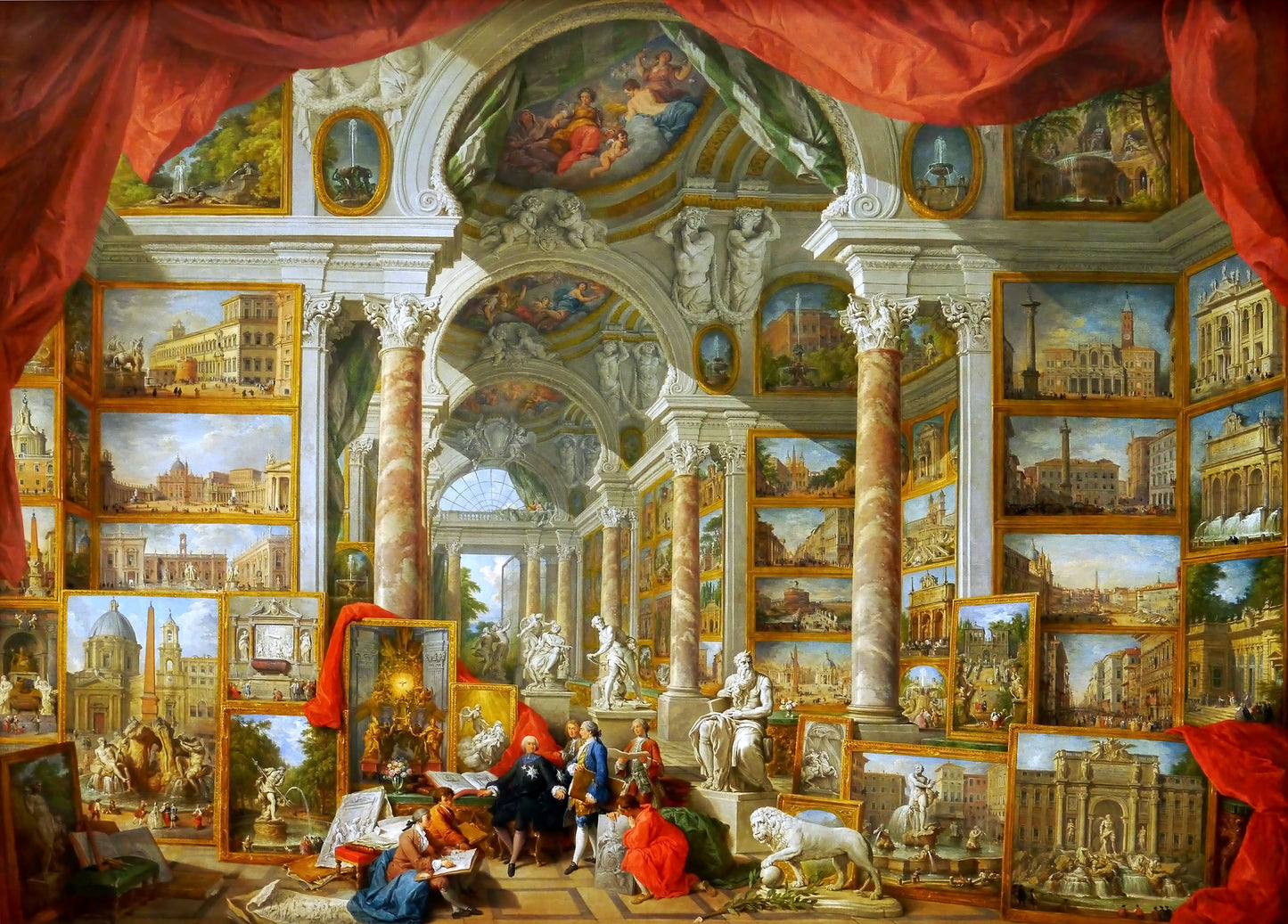 Gallery Views of Modern Rome - Giovanni Paolo Panini (1758) | Framed Canvas