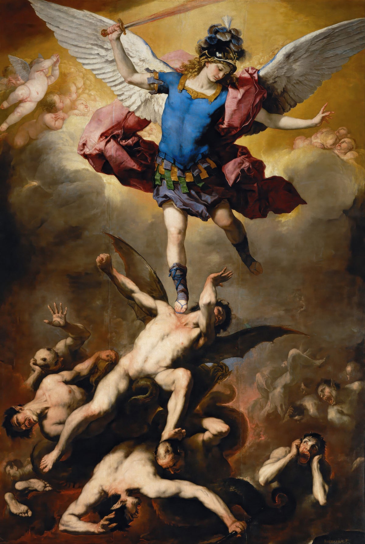 The Fall of the Rebel – Luca Giordano (1666) | Framed Canvas