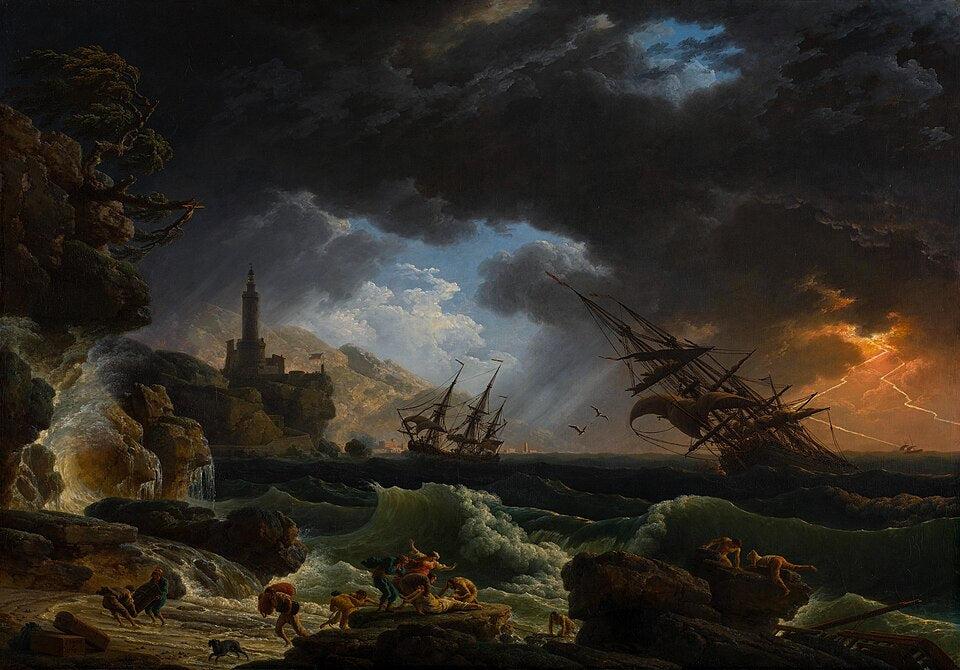Shipwreck in the Stormy Seas - Claude-Joseph Vernet (1772) | Framed Canvas
