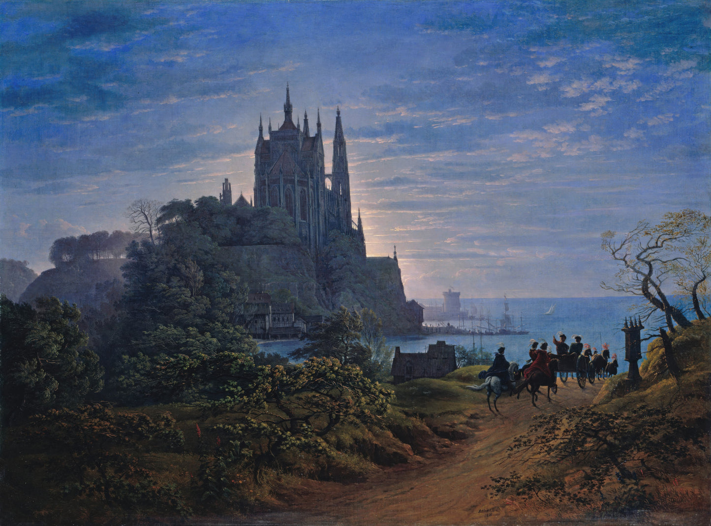 Gothic Church on a Rock by the Sea – Karl Friedrich Schinkel (1815) | Framed Canvas