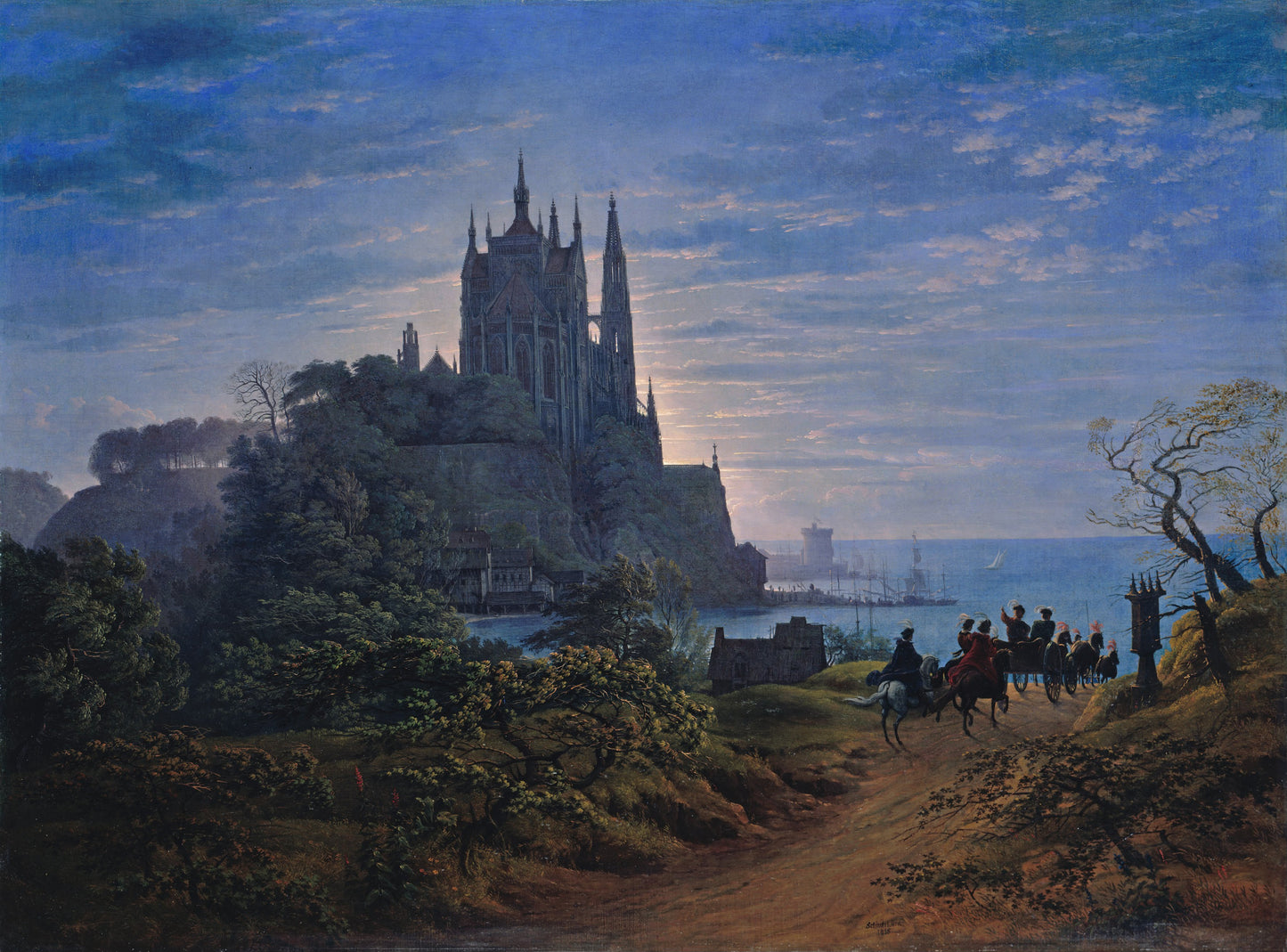 Gothic Church on a Rock by the Sea – Karl Friedrich Schinkel (1815) | Framed Canvas