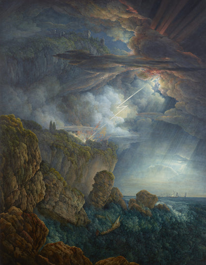 Night Storm at Cefalù – Louis Ducros (1805) | Canvas Print