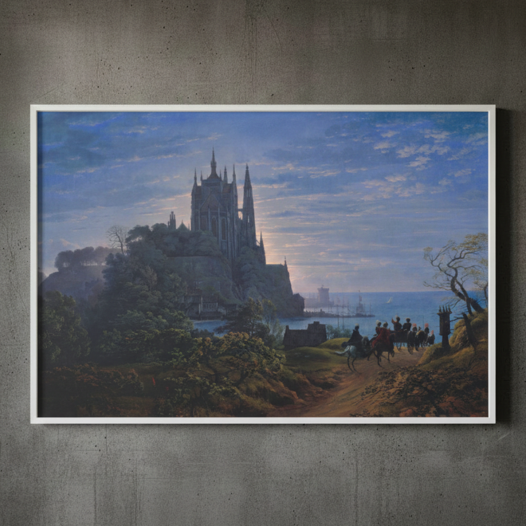 Gothic Church on a Rock by the Sea – Karl Friedrich Schinkel (1815) | Framed Canvas