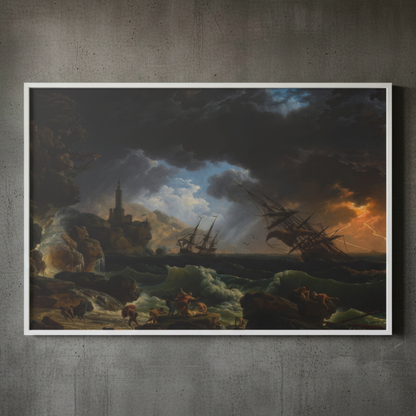 Shipwreck in the Stormy Seas - Claude-Joseph Vernet (1772) | Framed Canvas