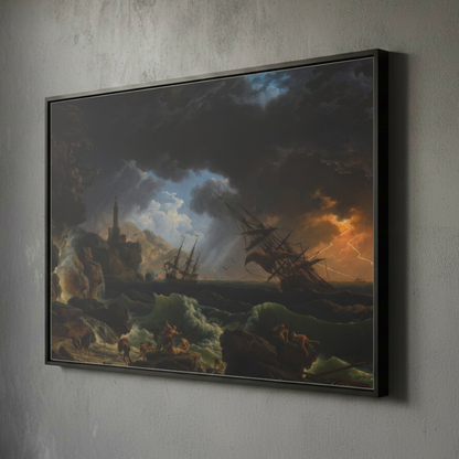 Shipwreck in the Stormy Seas - Claude-Joseph Vernet (1772) | Framed Canvas