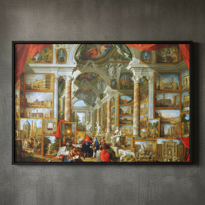 Gallery Views of Modern Rome - Giovanni Paolo Panini (1758) | Framed Canvas