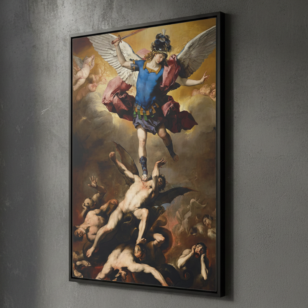 The Fall of the Rebel – Luca Giordano (1666) | Framed Canvas
