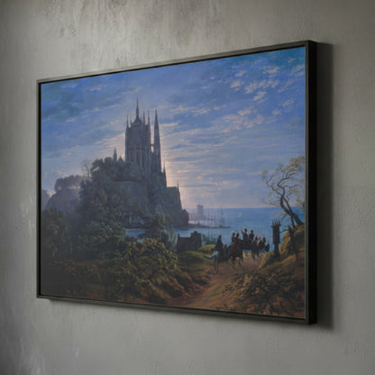 Gothic Church on a Rock by the Sea – Karl Friedrich Schinkel (1815) | Framed Canvas