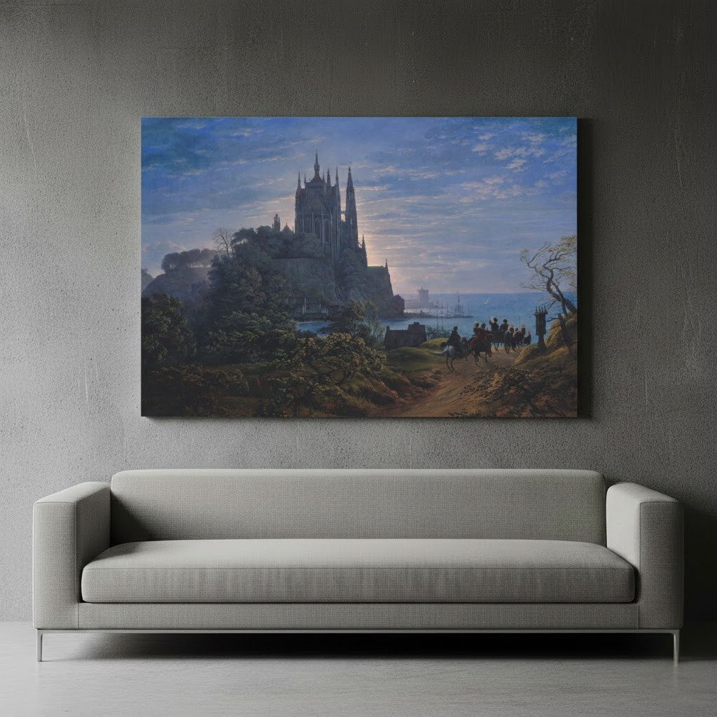Gothic Church on a Rock by the Sea – Karl Friedrich Schinkel (1815) | Canvas Print