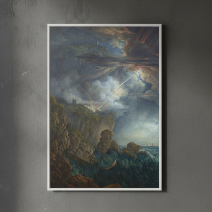 Night Storm at Cefalù – Louis Ducros (1805) | Framed Canvas Print