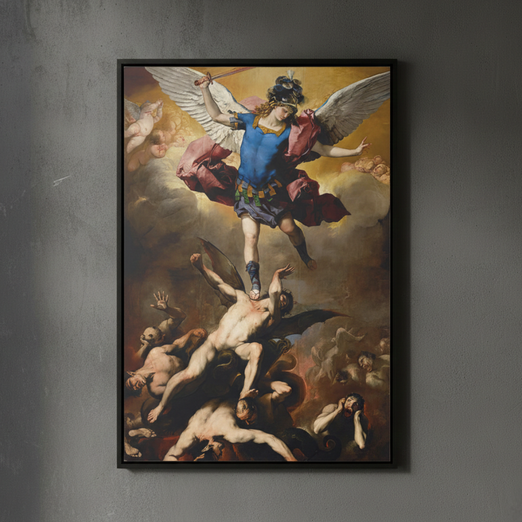 The Fall of the Rebel – Luca Giordano (1666) | Framed Canvas