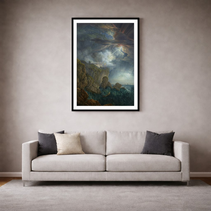 Night Storm at Cefalù – Louis Ducros (1805) | Archival Framed Giclée Print