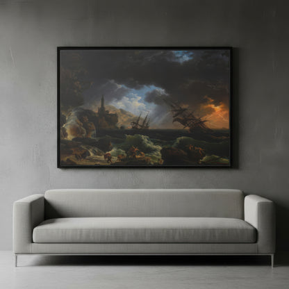 Shipwreck in the Stormy Seas - Claude-Joseph Vernet (1772) | Framed Canvas