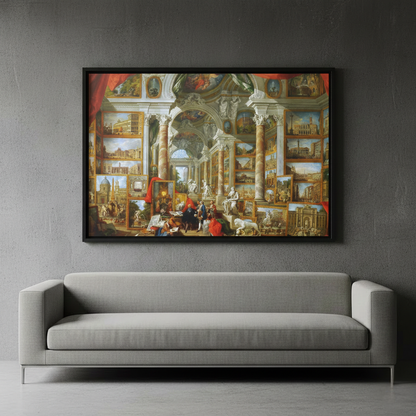 Gallery Views of Modern Rome - Giovanni Paolo Panini (1758) | Framed Canvas