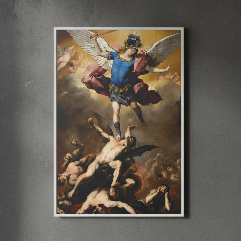 The Fall of the Rebel – Luca Giordano (1666) | Framed Canvas