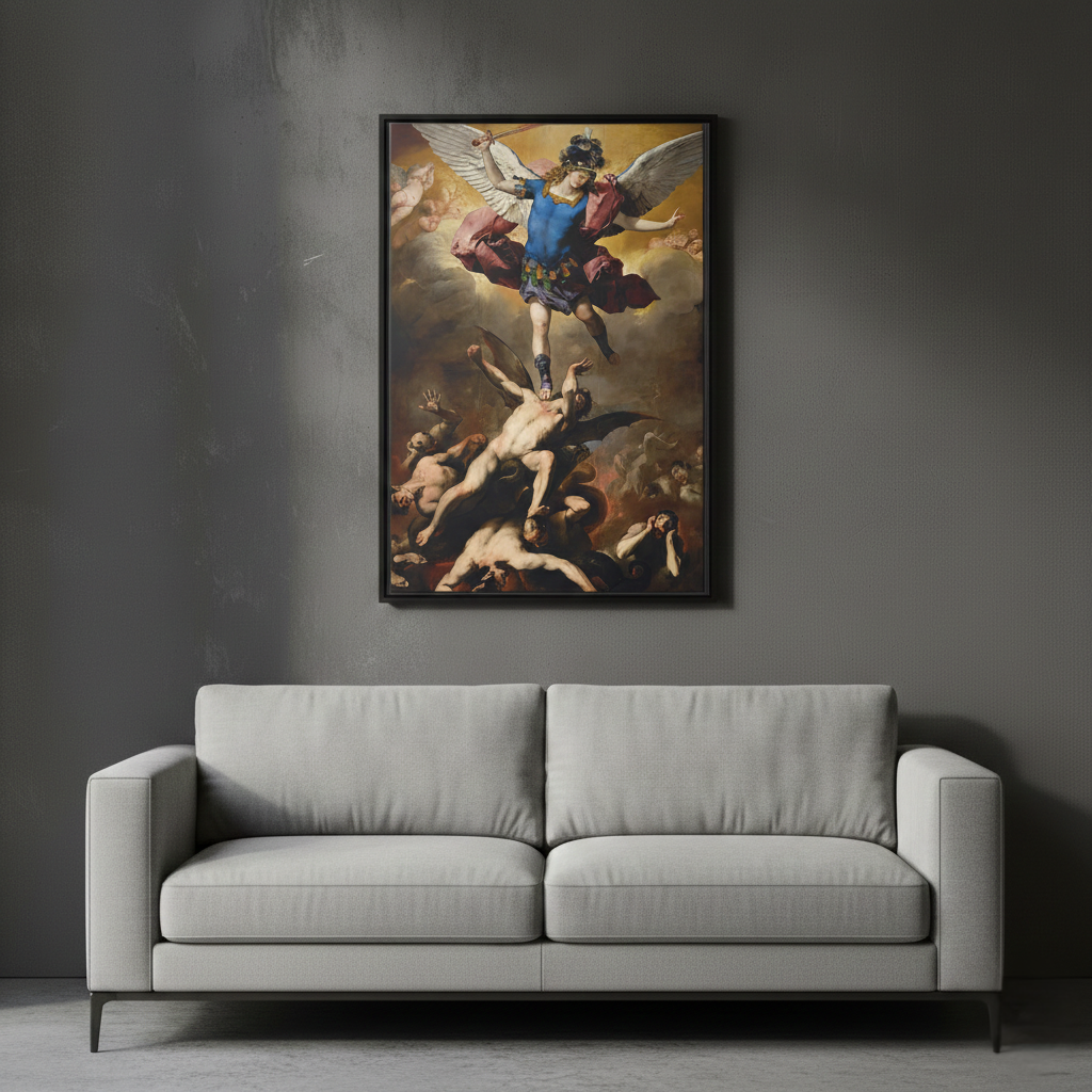 The Fall of the Rebel – Luca Giordano (1666) | Framed Canvas