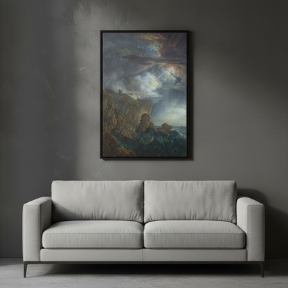 Night Storm at Cefalù – Louis Ducros (1805) | Framed Canvas Print