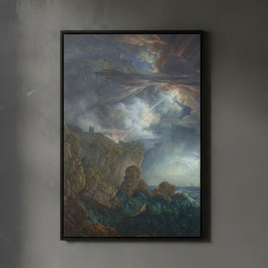 Night Storm at Cefalù – Louis Ducros (1805) | Framed Canvas Print