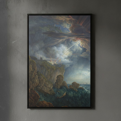 Night Storm at Cefalù – Louis Ducros (1805) | Framed Canvas Print