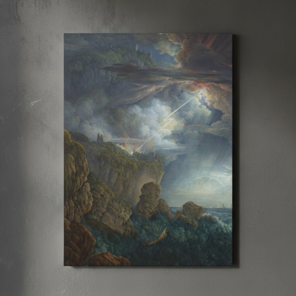Night Storm at Cefalù – Louis Ducros (1805) | Canvas Print