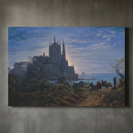 Gothic Church on a Rock by the Sea – Karl Friedrich Schinkel (1815) | Canvas Print