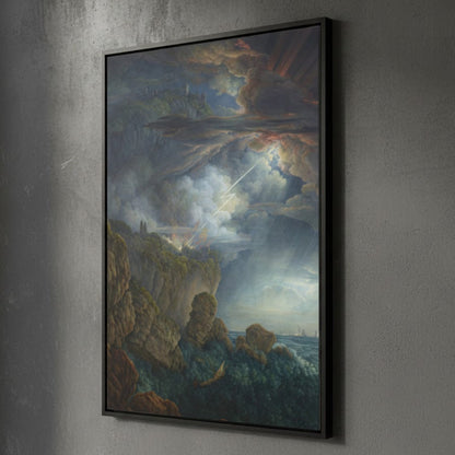 Night Storm at Cefalù – Louis Ducros (1805) | Framed Canvas Print
