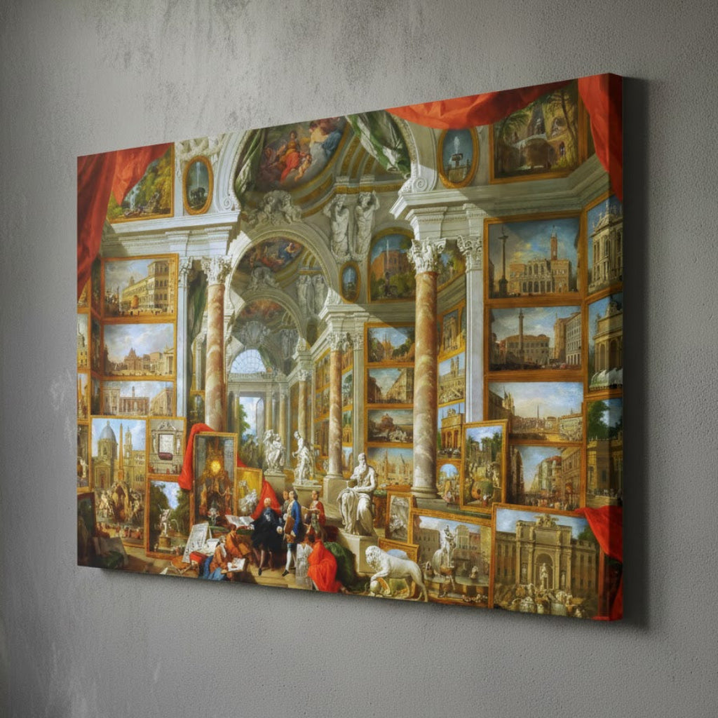 Gallery Views of Modern Rome - Giovanni Paolo Panini (1758) | Canvas Print