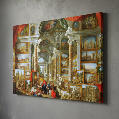 Gallery Views of Modern Rome - Giovanni Paolo Panini (1758) | Canvas Print