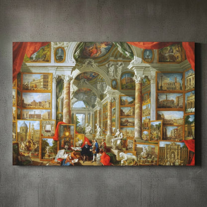 Gallery Views of Modern Rome - Giovanni Paolo Panini (1758) | Canvas Print
